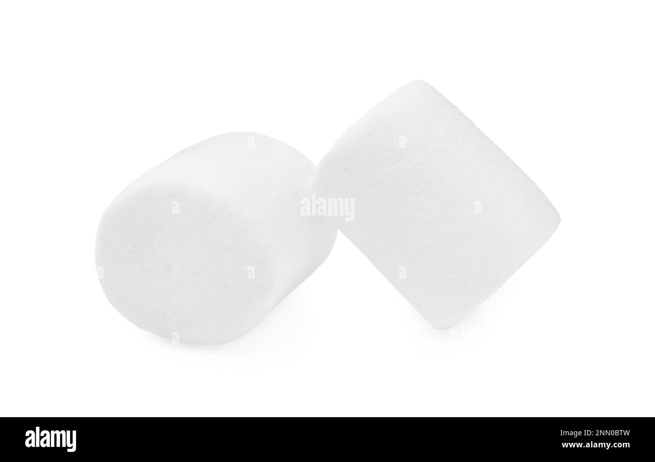 Delicious sweet puffy marshmallows on white background Stock Photo - Alamy