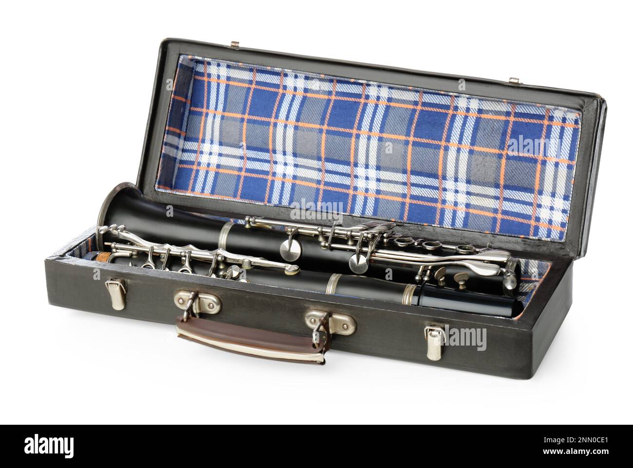 in case isolated on white. Woodwind musical instrument Stock