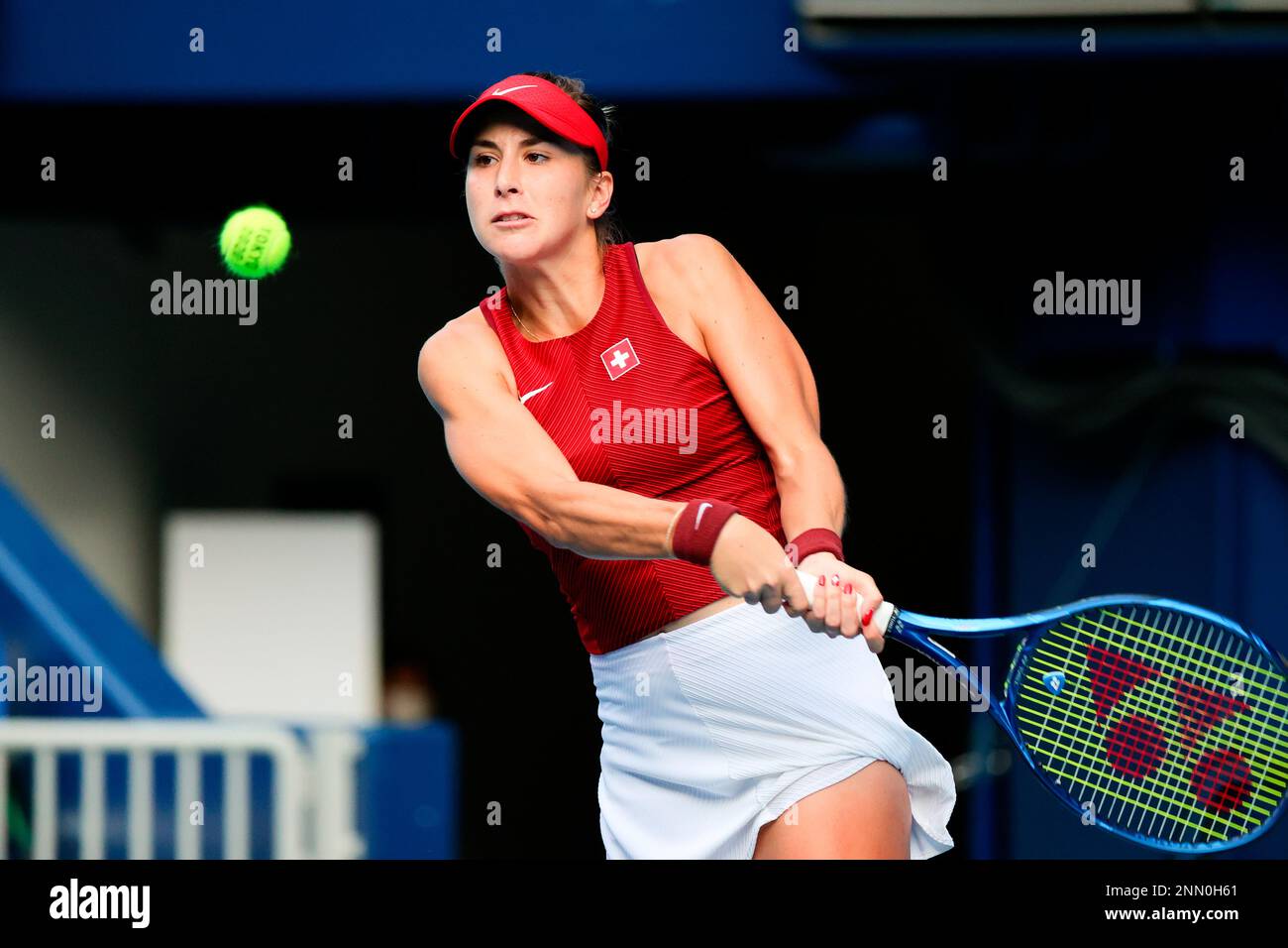 TOKYO, JAPAN - JULY 29: Belinda Bencic of Team Switzerland hits a ...