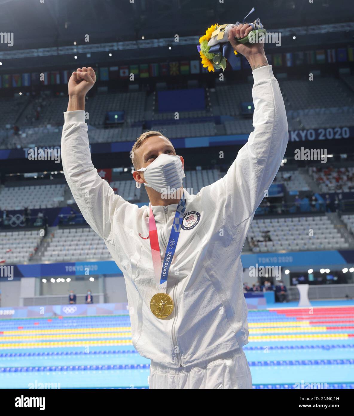 DRESSEL Caeleb of United States celebrates after award ceremony of Men ...