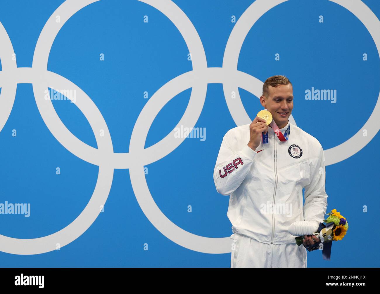 DRESSEL Caeleb of United States celebrates during award ceremony of Men ...