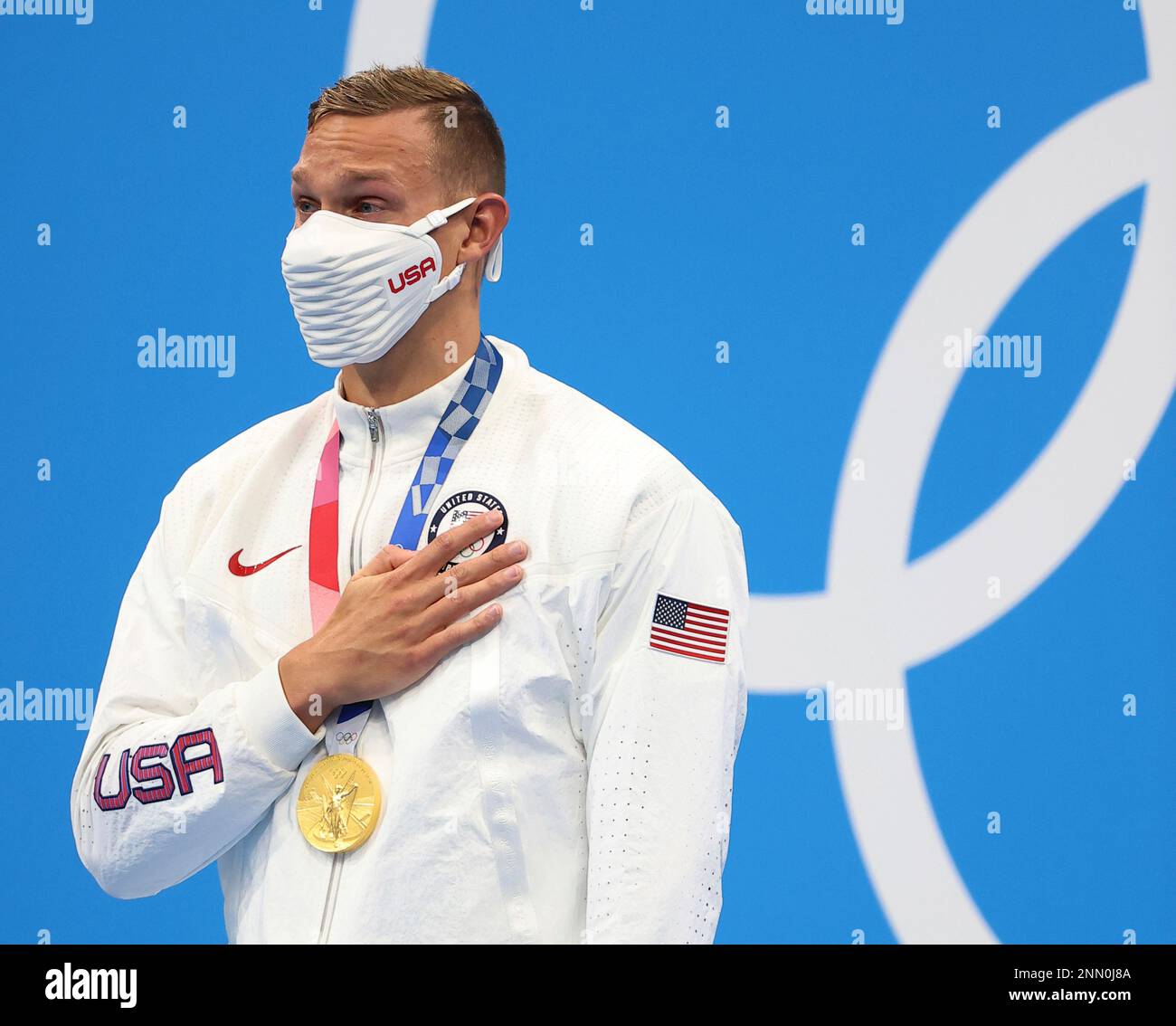 DRESSEL Caeleb of United States celebrates during award ceremony of Men ...