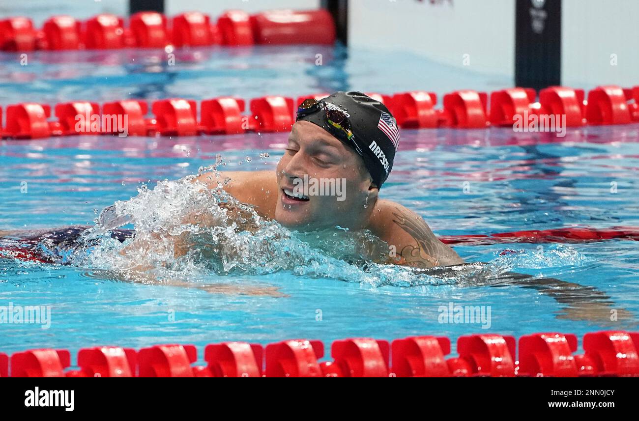 DRESSEL Caeleb of United States reacts after Men's 100m Freestyl final ...