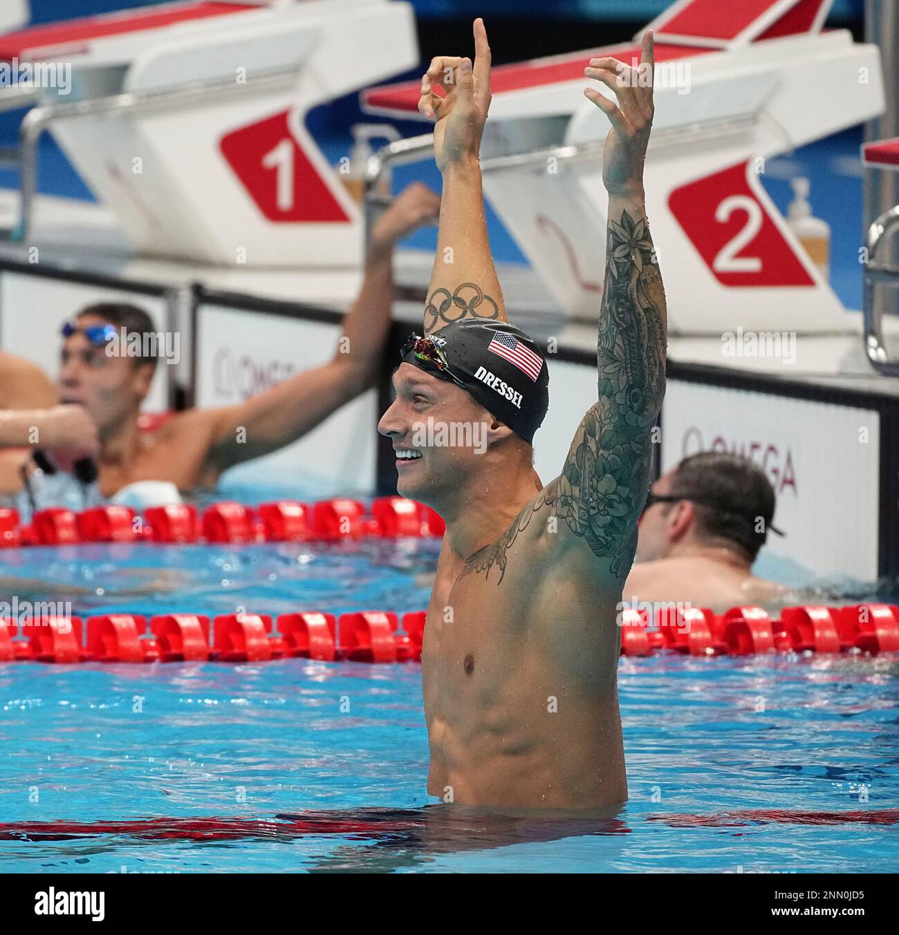 DRESSEL Caeleb of United States reacts after Men's 100m Freestyl final ...