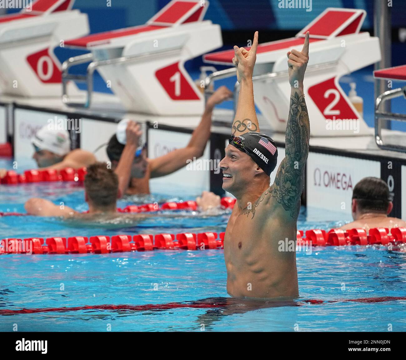 DRESSEL Caeleb of United States reacts after Men's 100m Freestyl final ...
