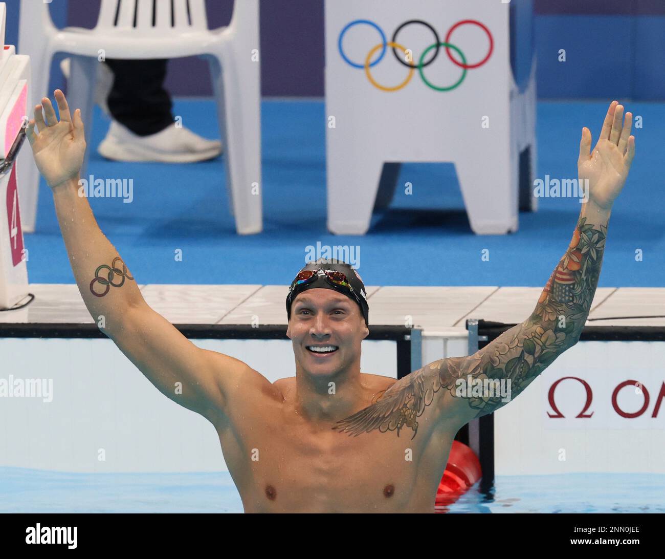 DRESSEL Caeleb of United States reacts after Men's 100m Freestyl final ...