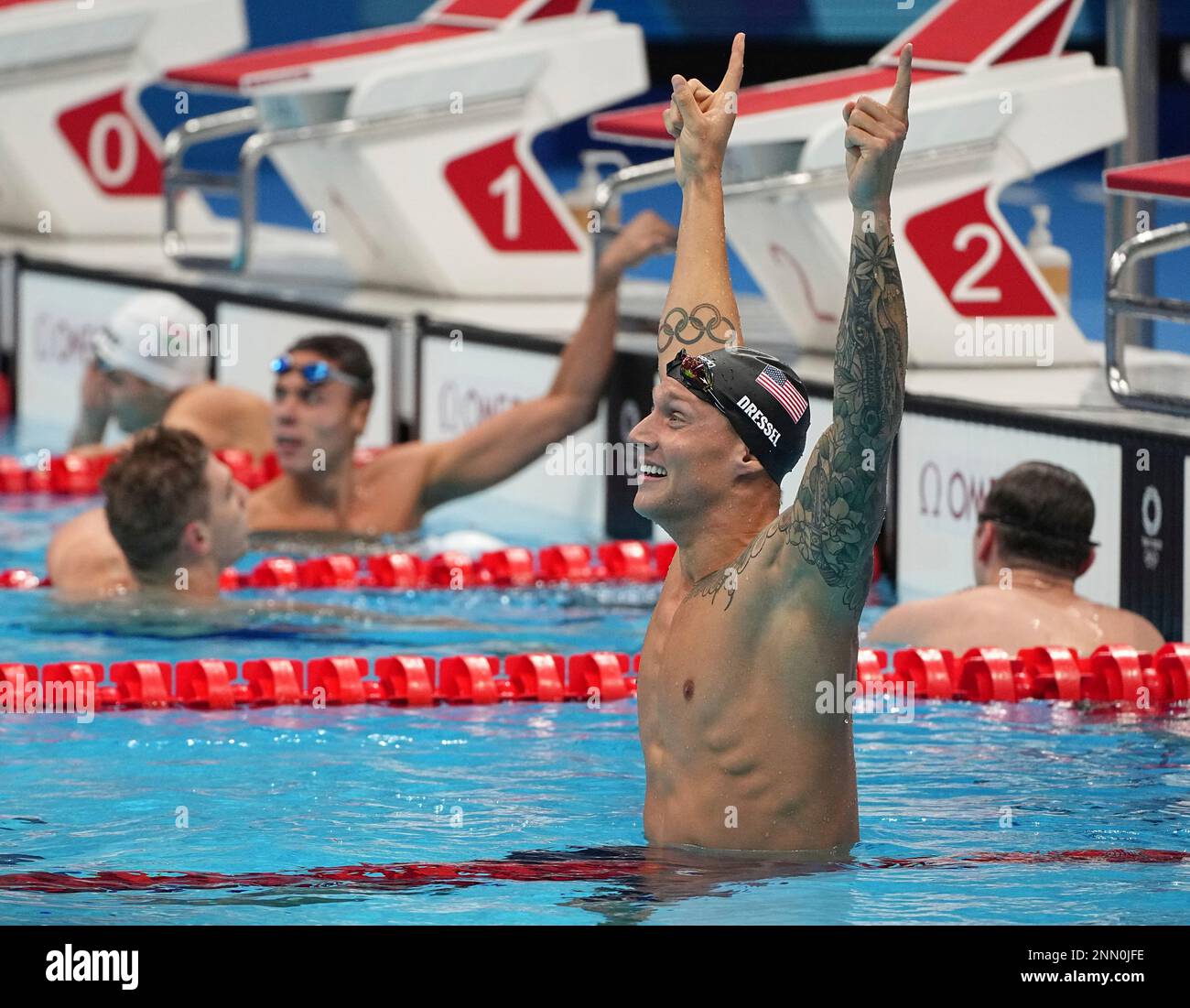 DRESSEL Caeleb of United States reacts after Men's 100m Freestyl final ...