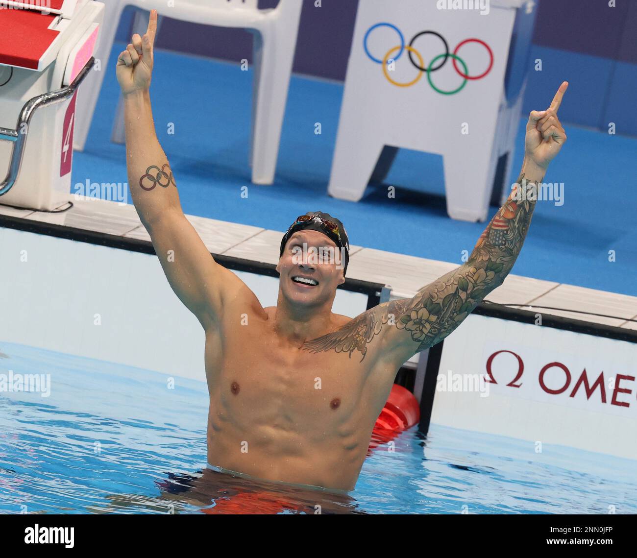 DRESSEL Caeleb of United States reacts after Men's 100m Freestyl final ...