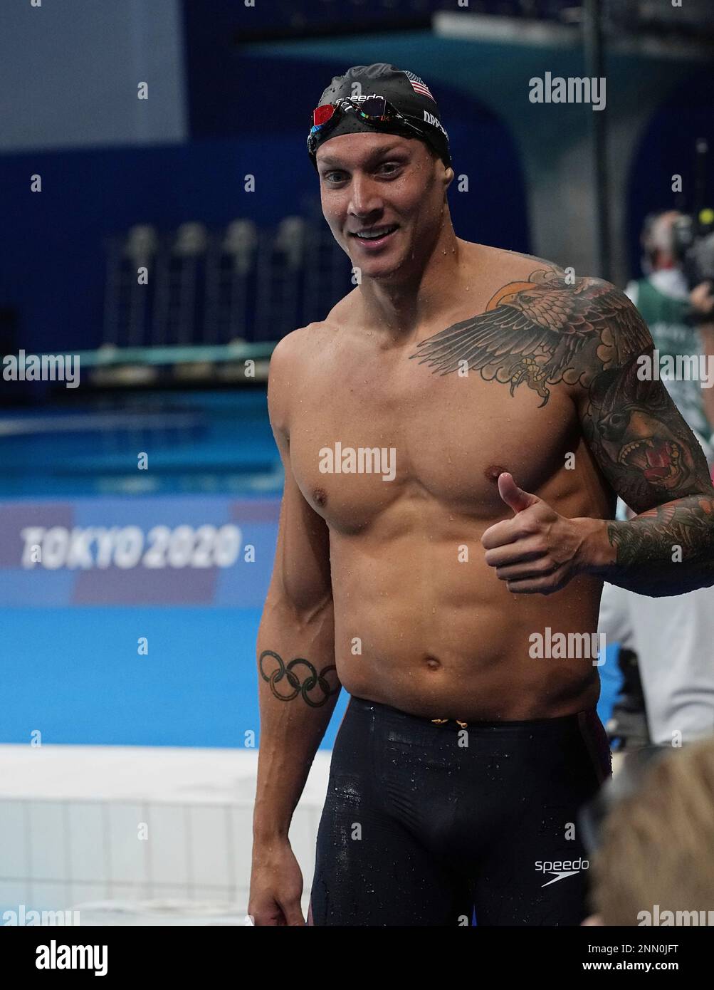 DRESSEL Caeleb of United States reacts after Men's 100m Freestyl final ...