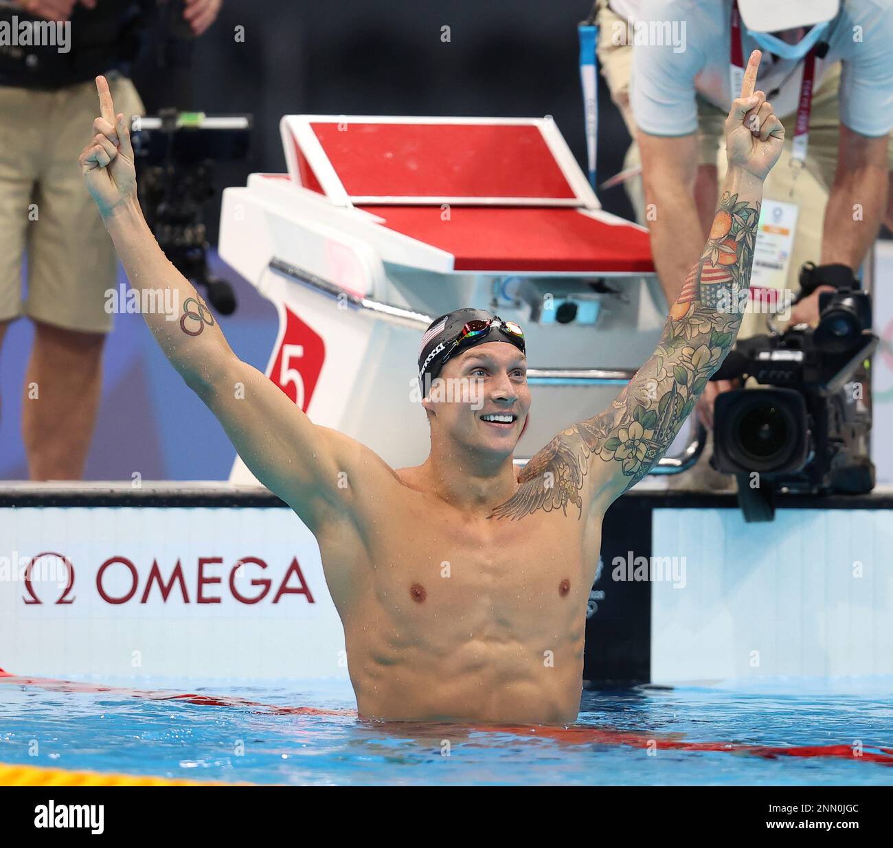 DRESSEL Caeleb of United States reacts after Men's 100m Freestyl final ...