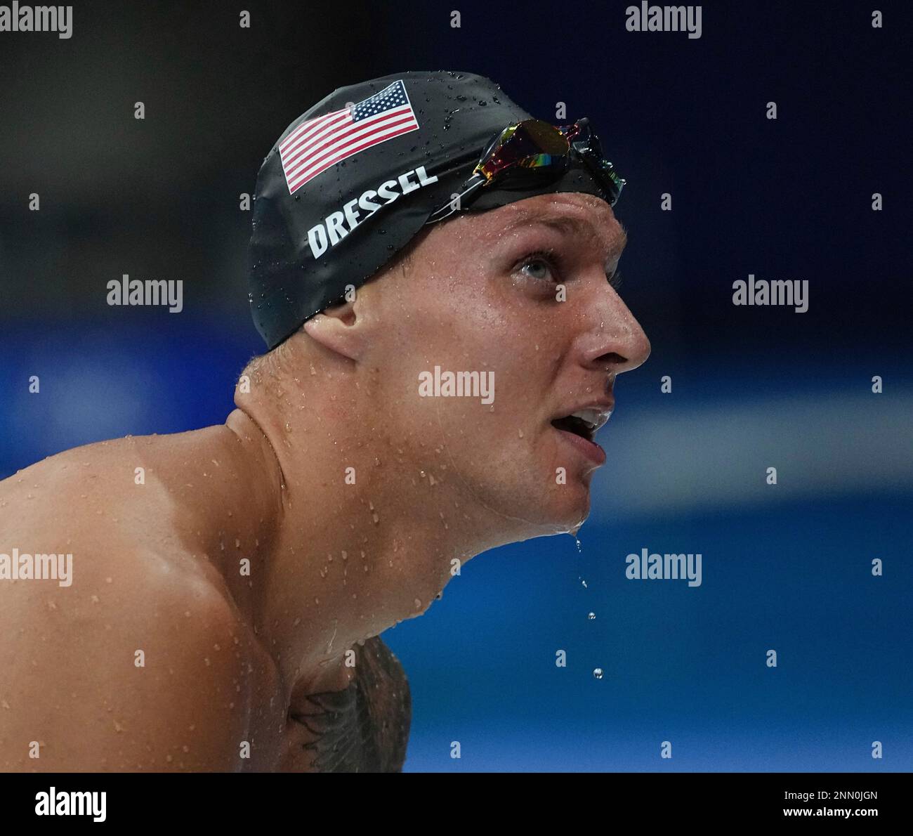 DRESSEL Caeleb of United States reacts after Men's 100m Freestyl final ...