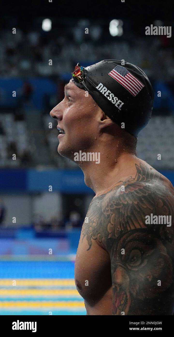 DRESSEL Caeleb of United States reacts after Men's 100m Freestyl final ...