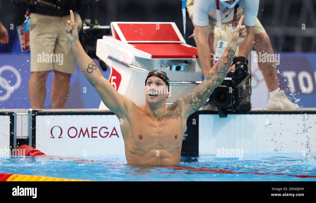 DRESSEL Caeleb of United States reacts after Men's 100m Freestyl final ...