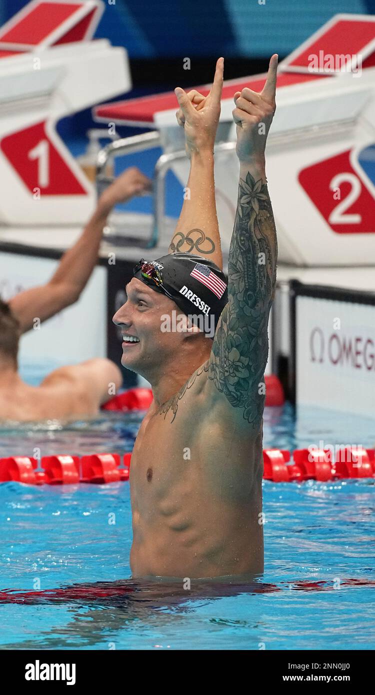 DRESSEL Caeleb of United States reacts after Men's 100m Freestyl final ...