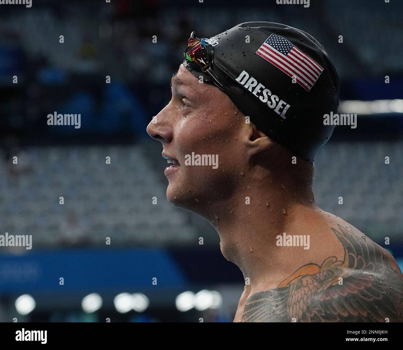 DRESSEL Caeleb of United States reacts after Men's 100m Freestyl final ...