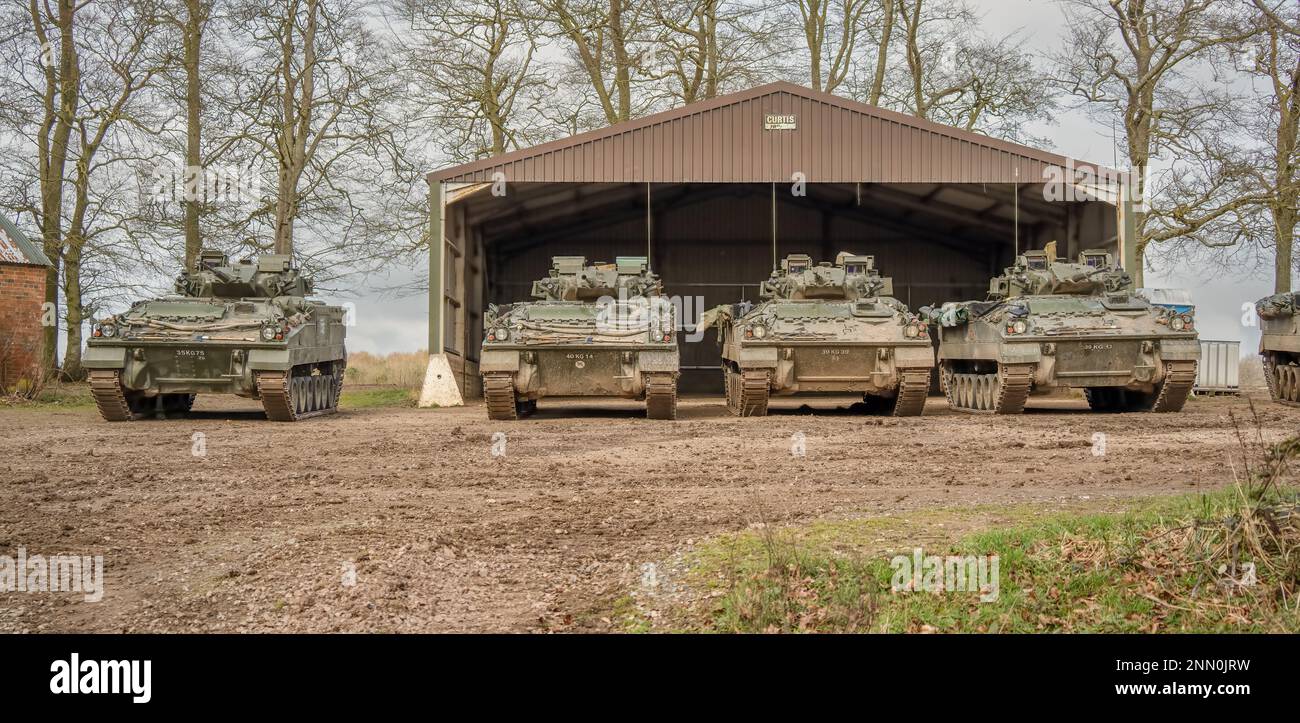 several British army Warrior FV510 infantry fighting vehicles ready for ...
