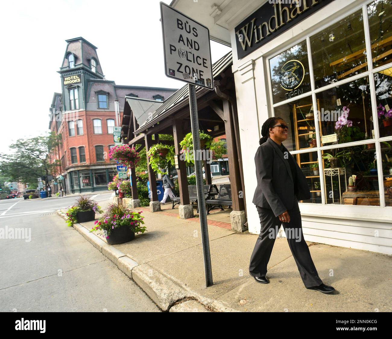 Norma Hardy, the new Brattleboro, Vt., Police Chief, walks around the