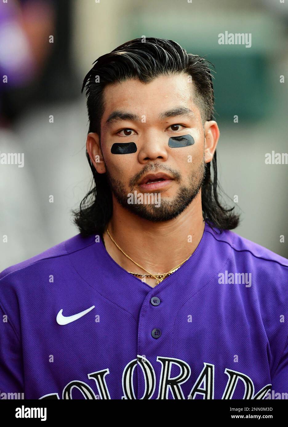 ANAHEIM, CA - JULY 27: Colorado Rockies pitcher Justin Lawrence (61)  pitching during the seventh inning of a game against the Los Angeles Angels  played on July 27, 2021 at Angel Stadium