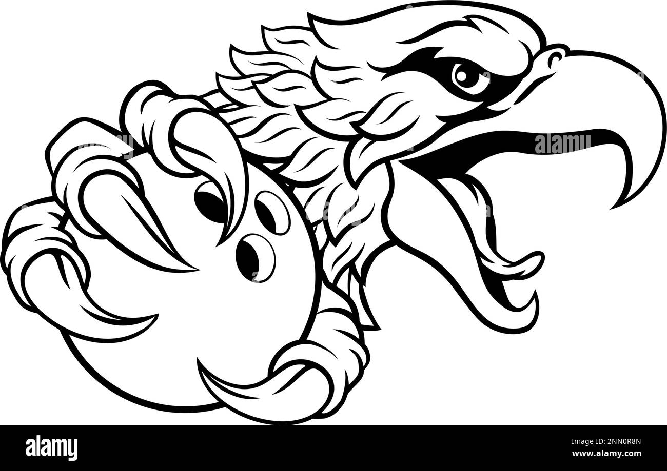 Eagle Hawk Bowling Ball Cartoon Sport Team Mascot Stock Vector