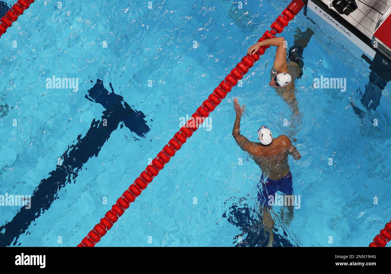 KALISZ Chase (top) of Unites States reacts with LITHERLAND Jay after