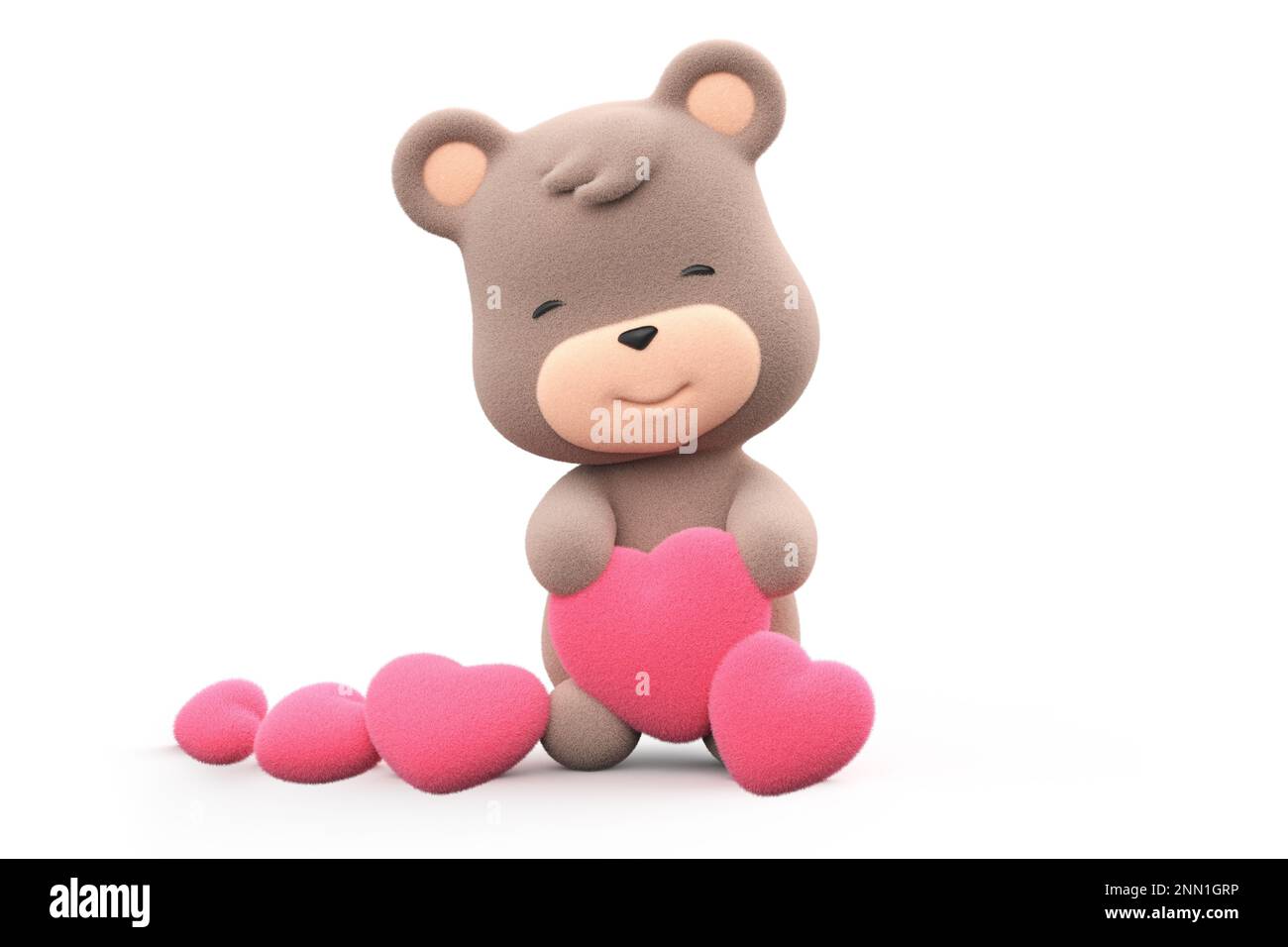 Teddy bear holding a heart. teddy bear isolated on white background 3D ...