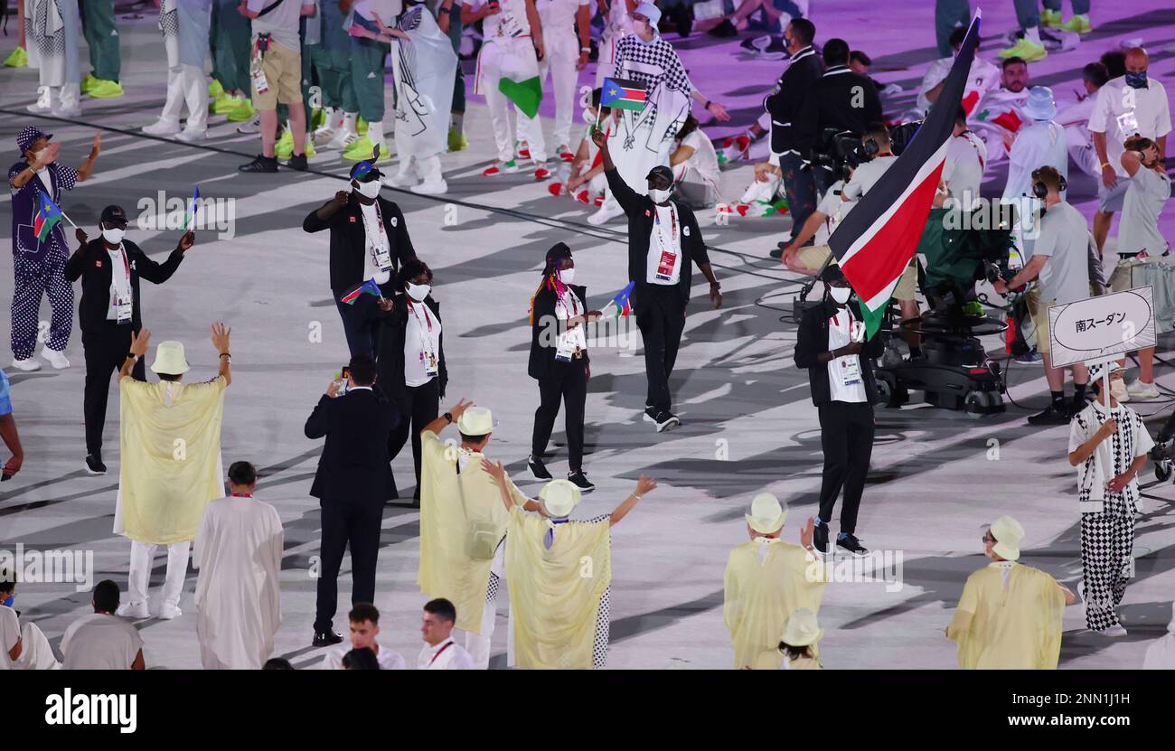 South Sudan delegation march during the Opening Ceremony of the Tokyo