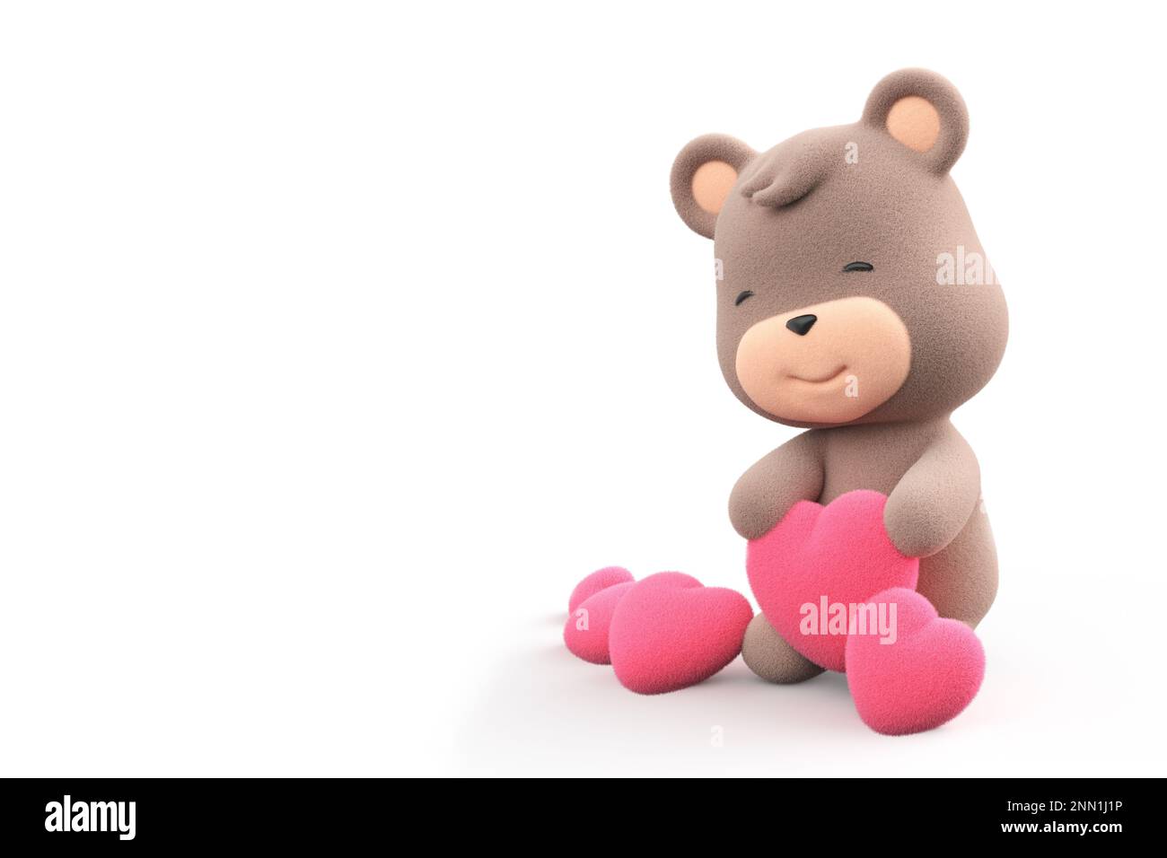 Teddy bear holding a heart. teddy bear isolated on white background 3D ...