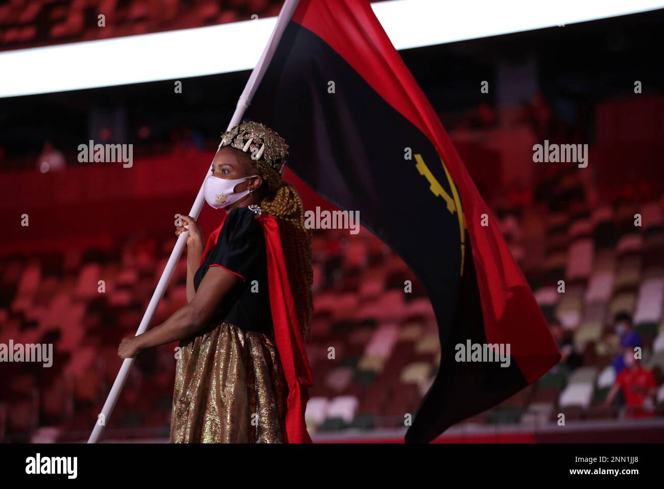 Team Angola arrives during the opening ceremony in the Olympic Stadium at the 2020 Summer