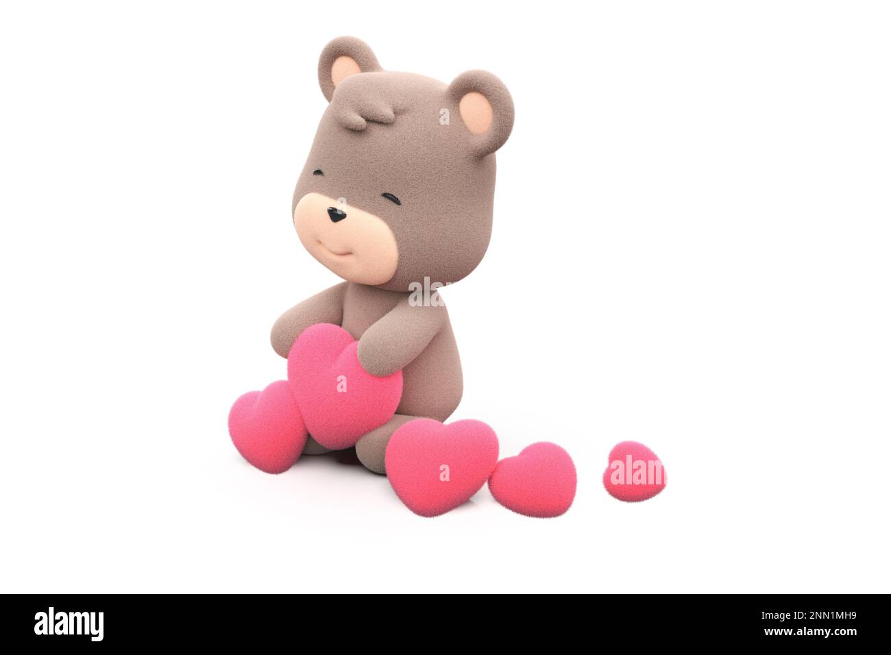 Teddy bear holding a heart. teddy bear isolated on white background 3D ...