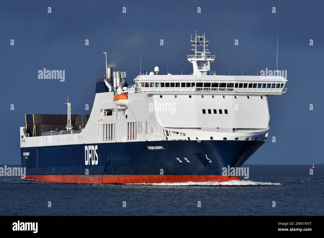 Ferry ATHENA SEAWAYS arrives at the Kiel Fjord Stock Photo