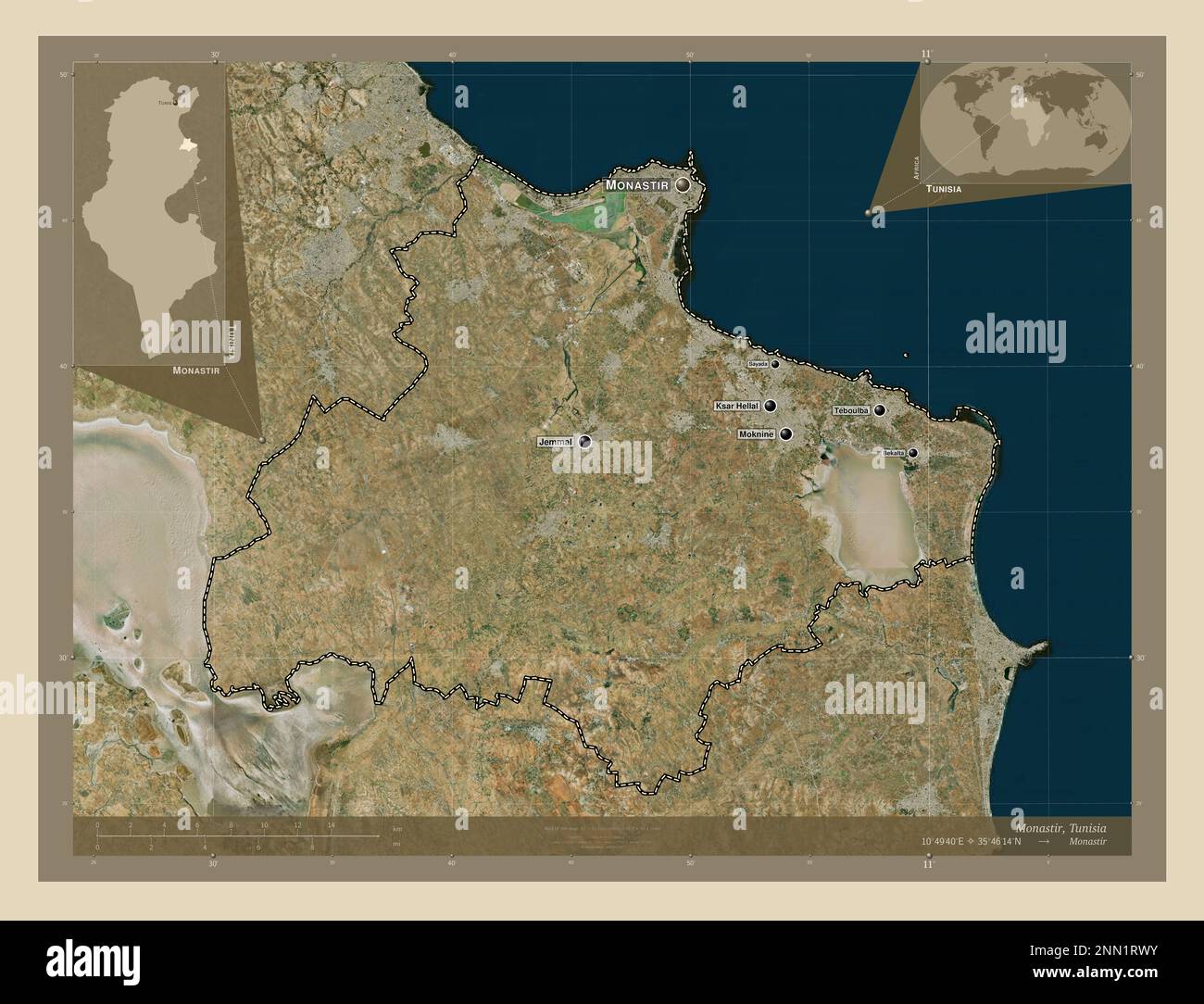 Monastir, governorate of Tunisia. High resolution satellite map ...