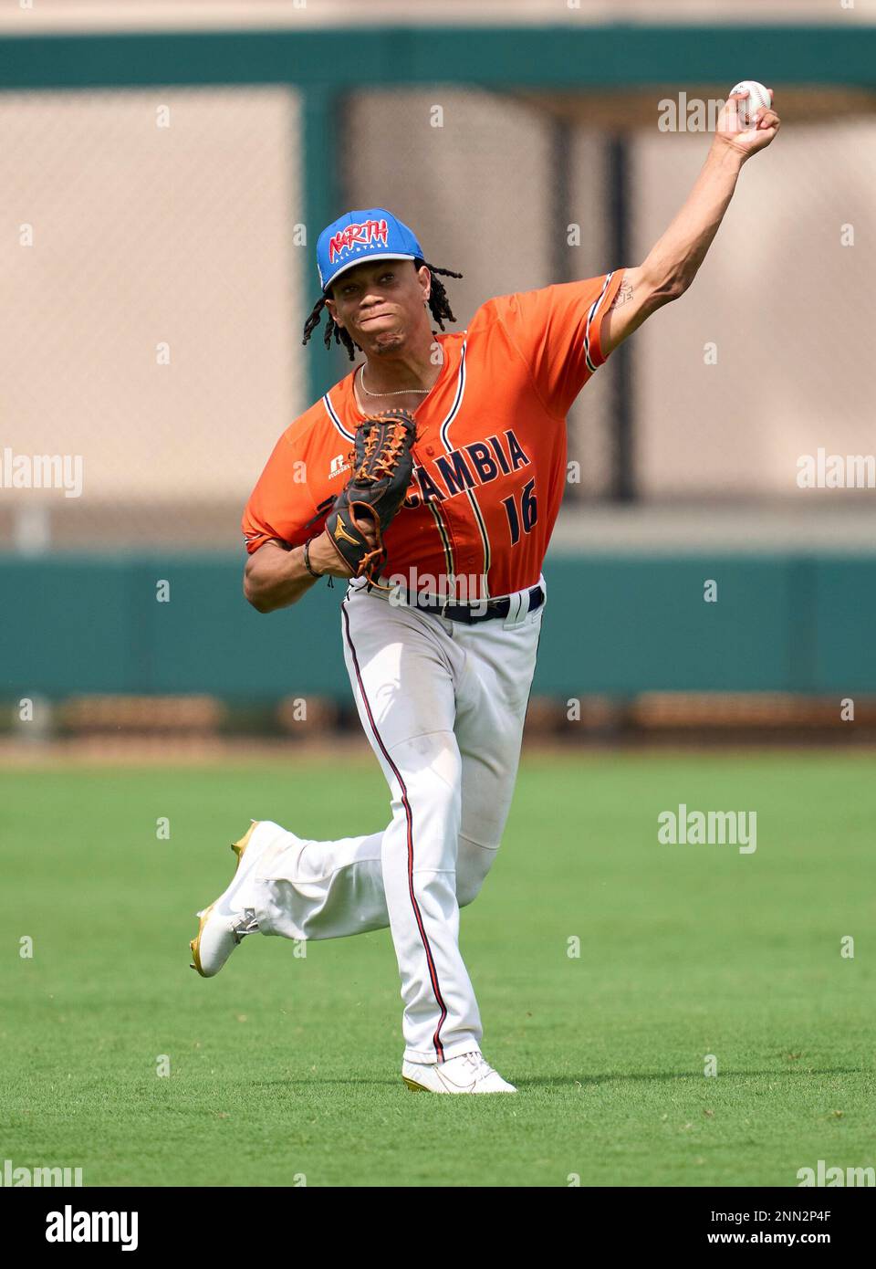 Escambia Gators outfielder JoJo Blackmon (16) during practice before