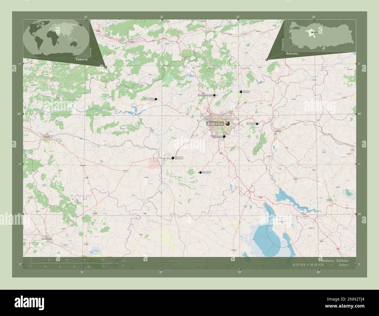 Ankara, province of Turkiye. Open Street Map. Locations and names of ...