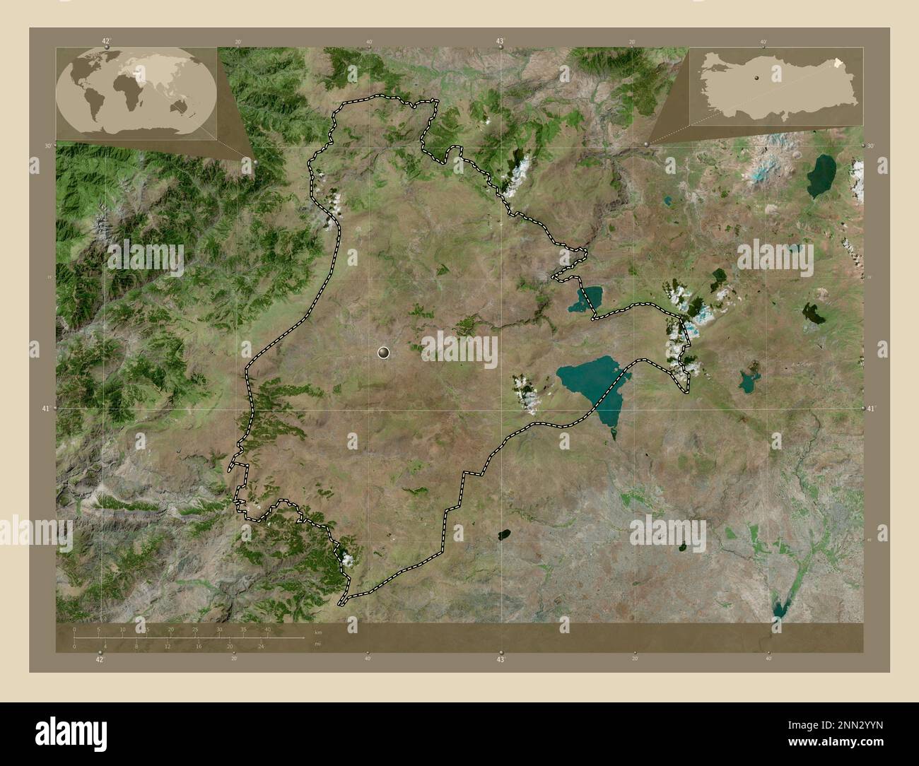 Ardahan, province of Turkiye. High resolution satellite map. Corner auxiliary location maps Stock Photo
