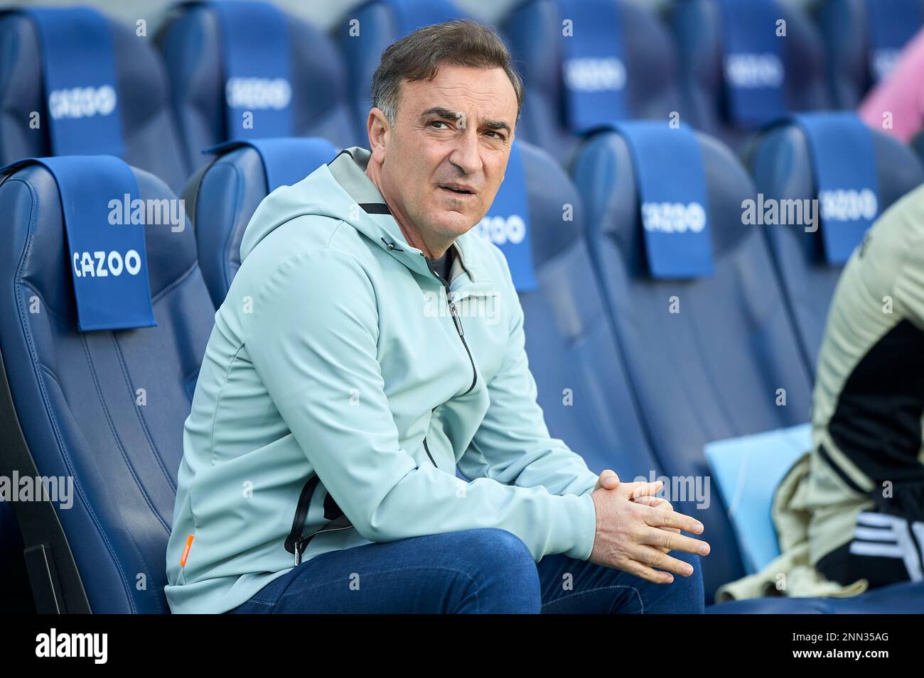 RC Celta head coach Carlos Carvalhal in action during the La Liga Santander match between Real Sociedad and RC Celta CF at Reale Arena Stadium on Febr Stock Photo