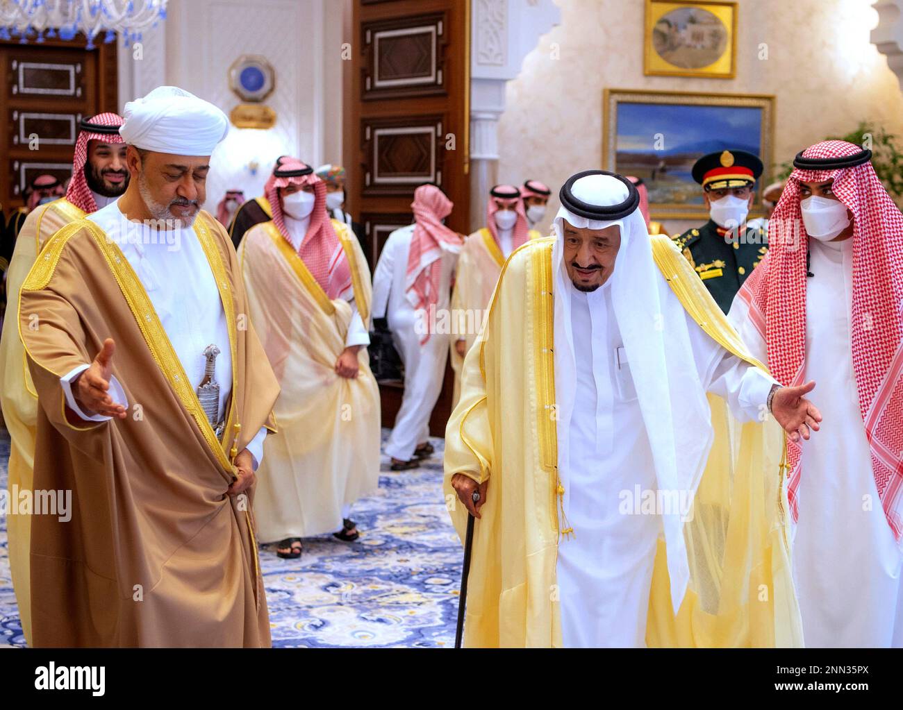 In this photo released by Saudi Royal Palace, Saudi King Salman, third ...