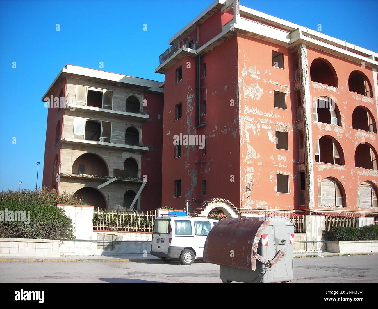 Illegal buildings in Villaggio Coppola. The construction of the village is an example of illegal building on a large scale - Castel Volturno, Italy Stock Photo