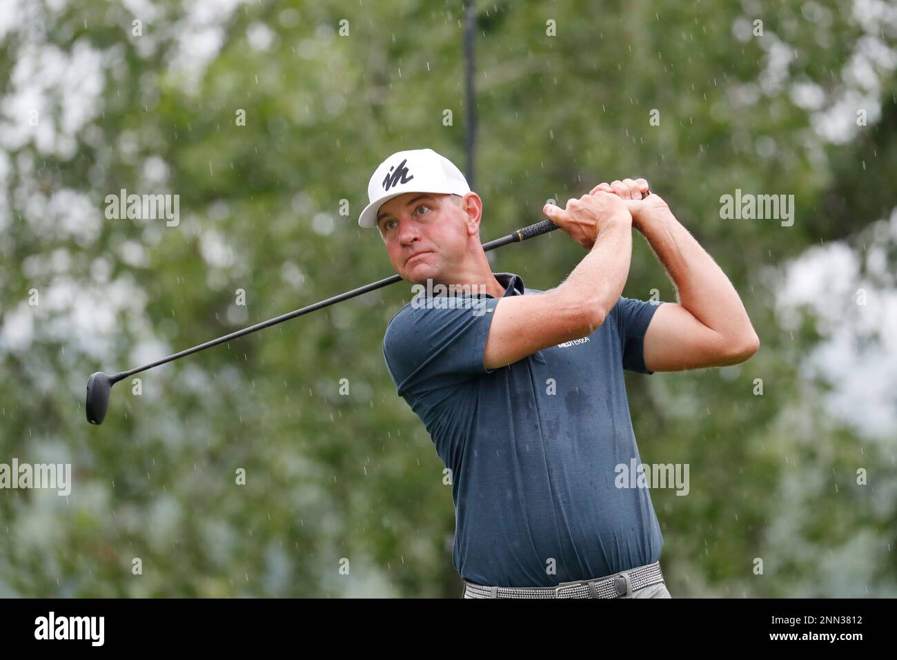 SILVIS, IL JULY 10 PGA golfer Lucas Glover hits his tee shot on the