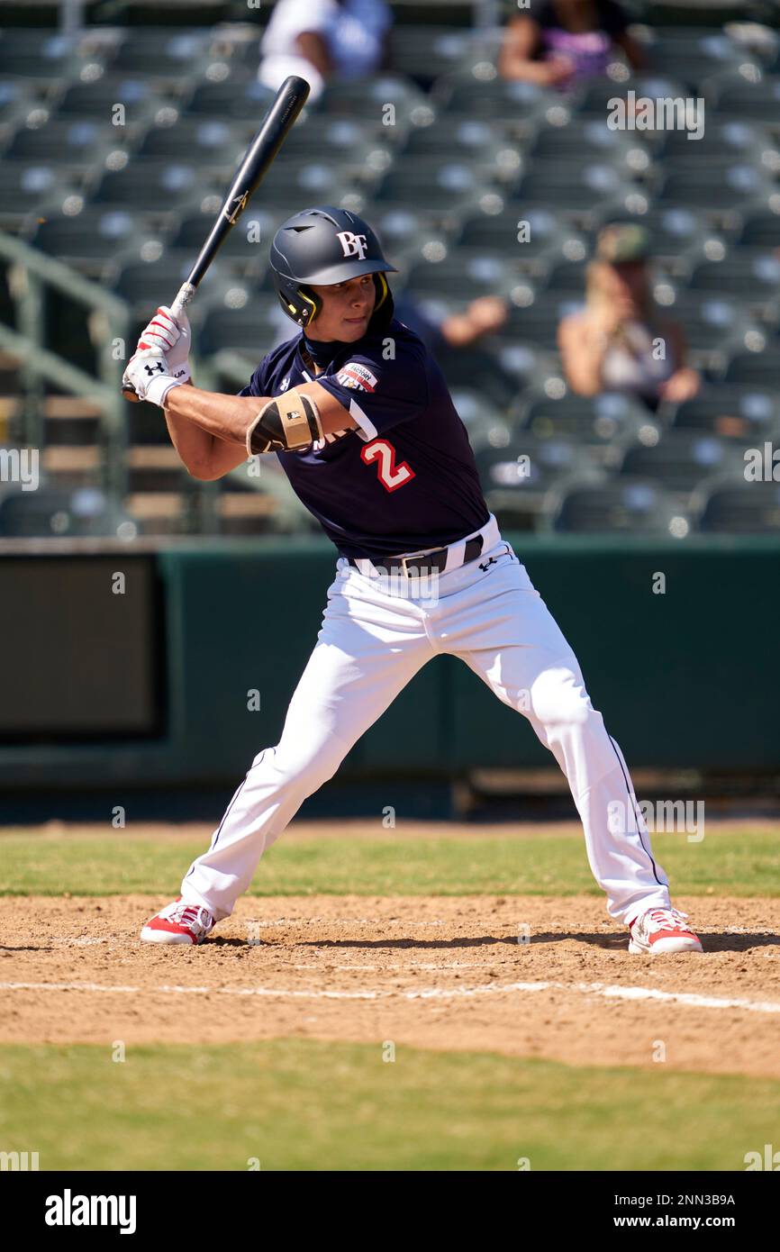 Will Taylor (2) bats during the Baseball Factory AllStar Classic at Dr. Pepper Ballpark on