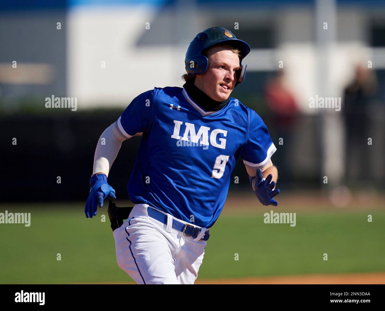 IMG Academy Ascenders Drake Varnado (9) running the bases during a game
