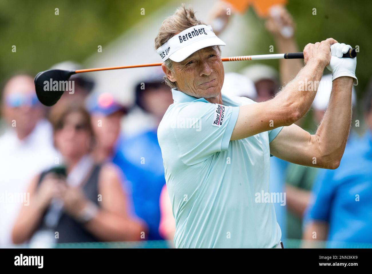 Bernhard Langer tees off during the first round of the U.S. Senior Open