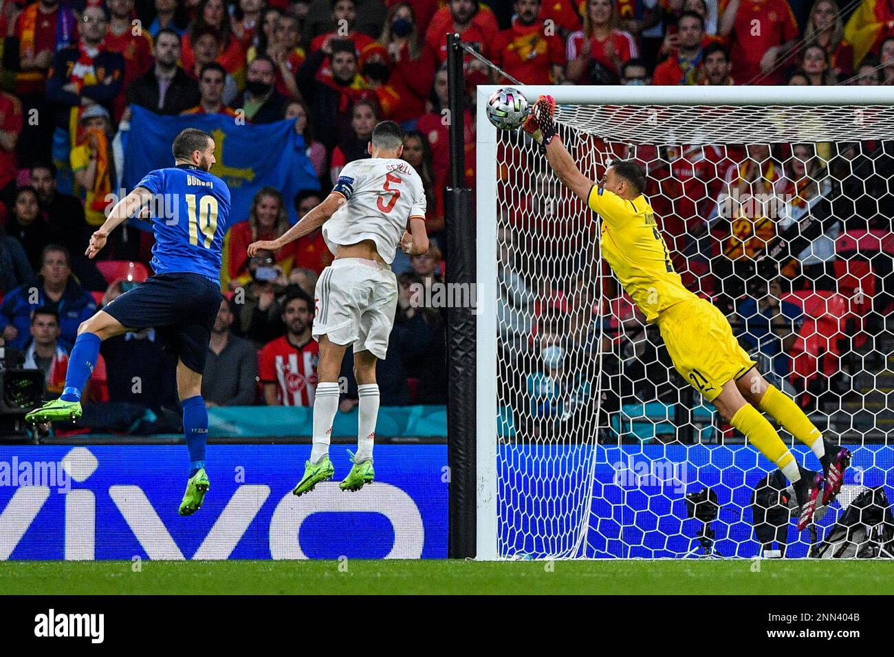 Italy s Goalkeeper Gianluigi Donnarumma Saves A Shot During The Euro Italy s Goalkeeper Gianluigi Donnarumma Saves A Shot During The Euro