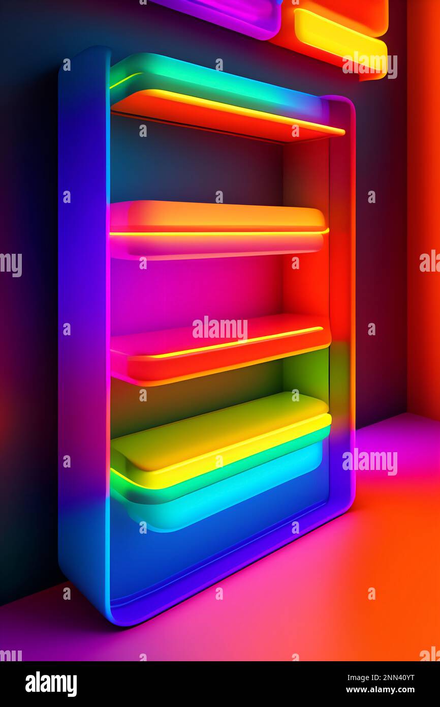Colorful futuristic empty shelves Stock Photo Alamy