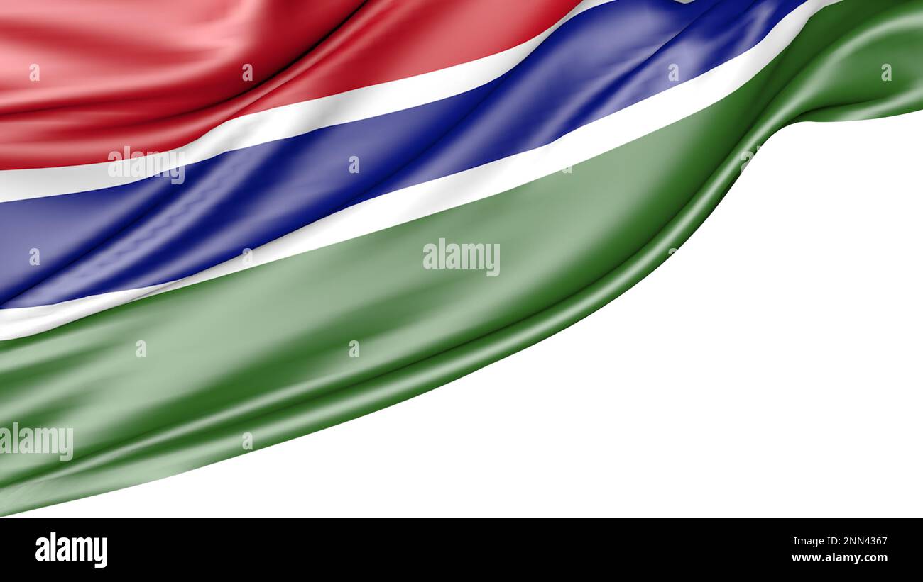 Gambia Flag Isolated on White Background, 3D Illustration Stock Photo ...