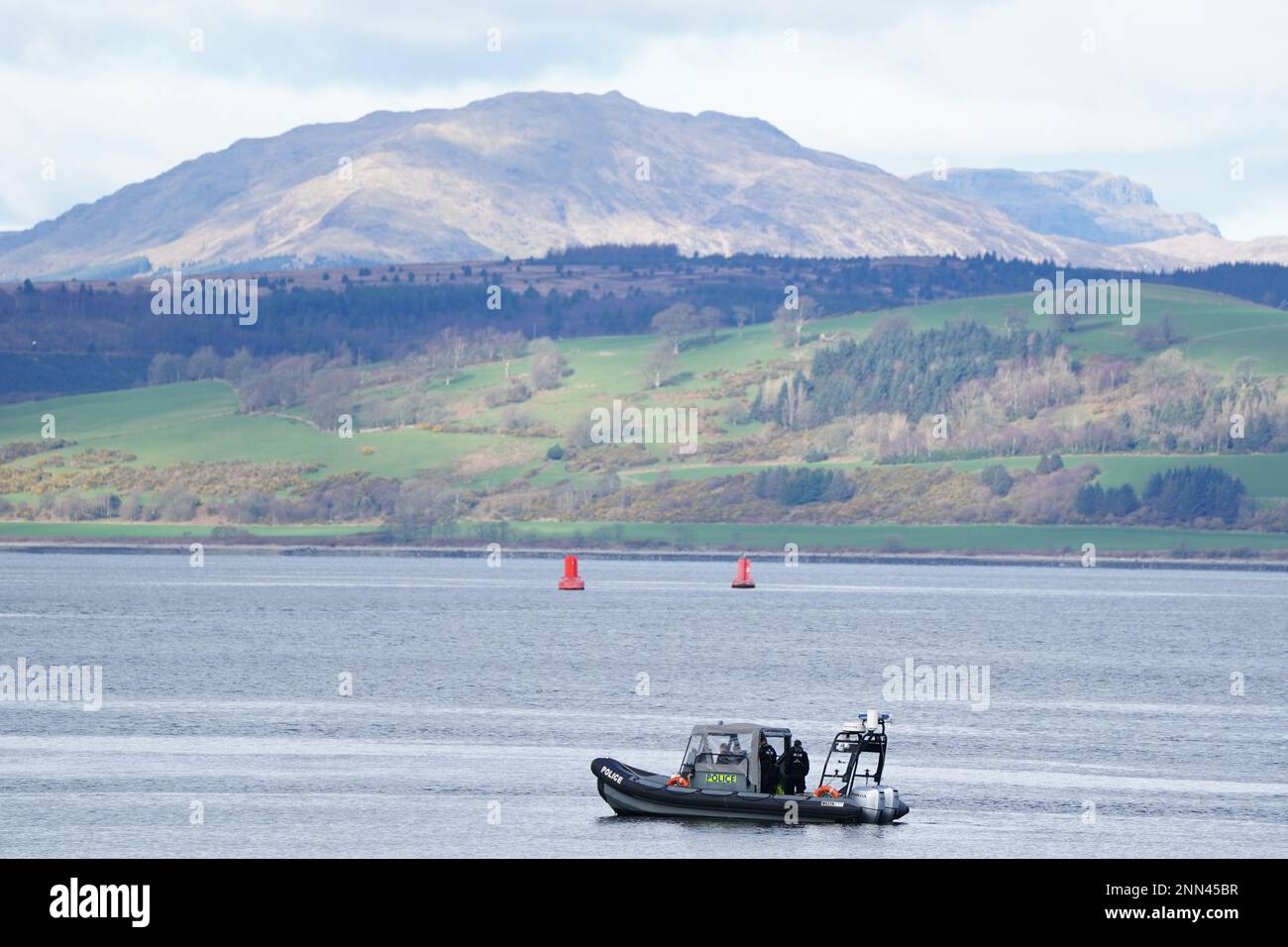 A police boat taking part in the rescue operation in the Firth of Clyde