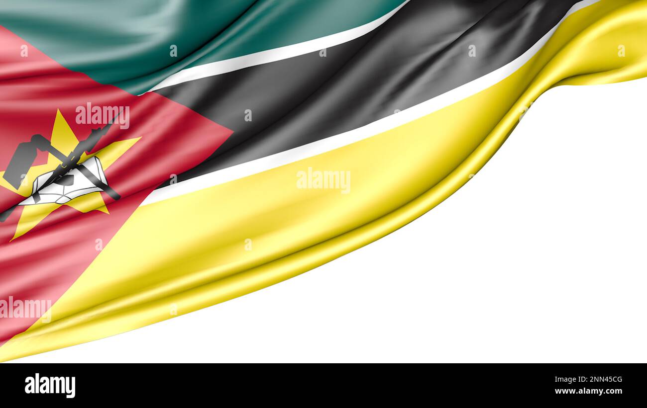 Mozambique Flag Isolated on White Background, 3D Illustration Stock Photo