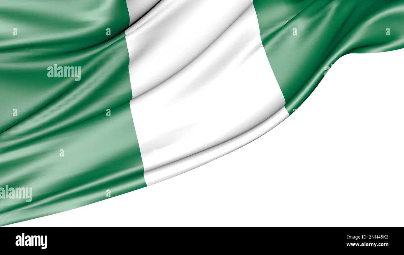 Nigeria Flag Isolated on White Background, 3D Illustration Stock Photo