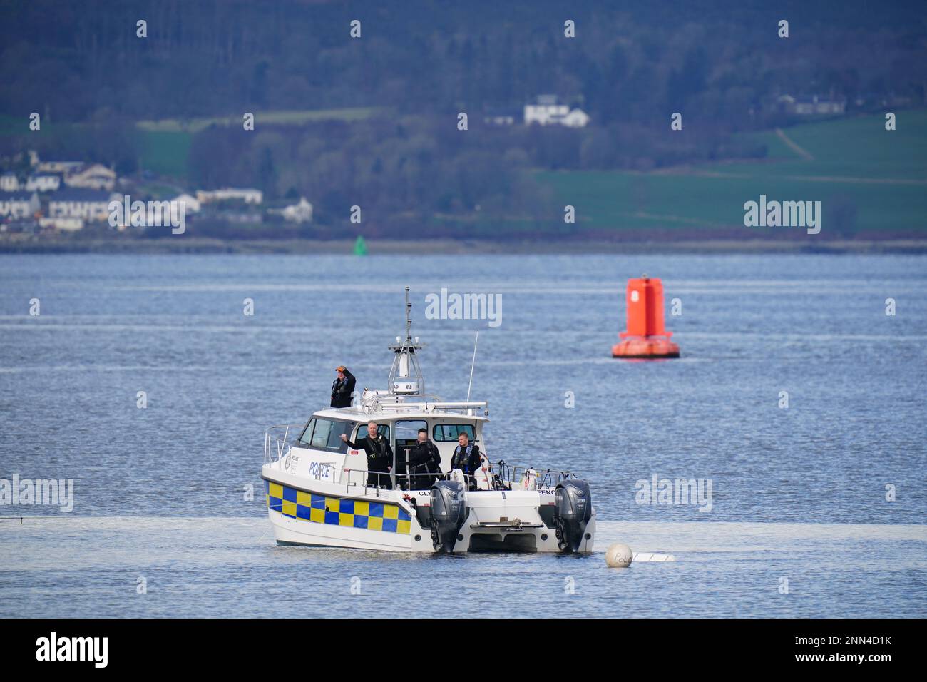 A police boat taking part in the rescue operation in the Firth of Clyde