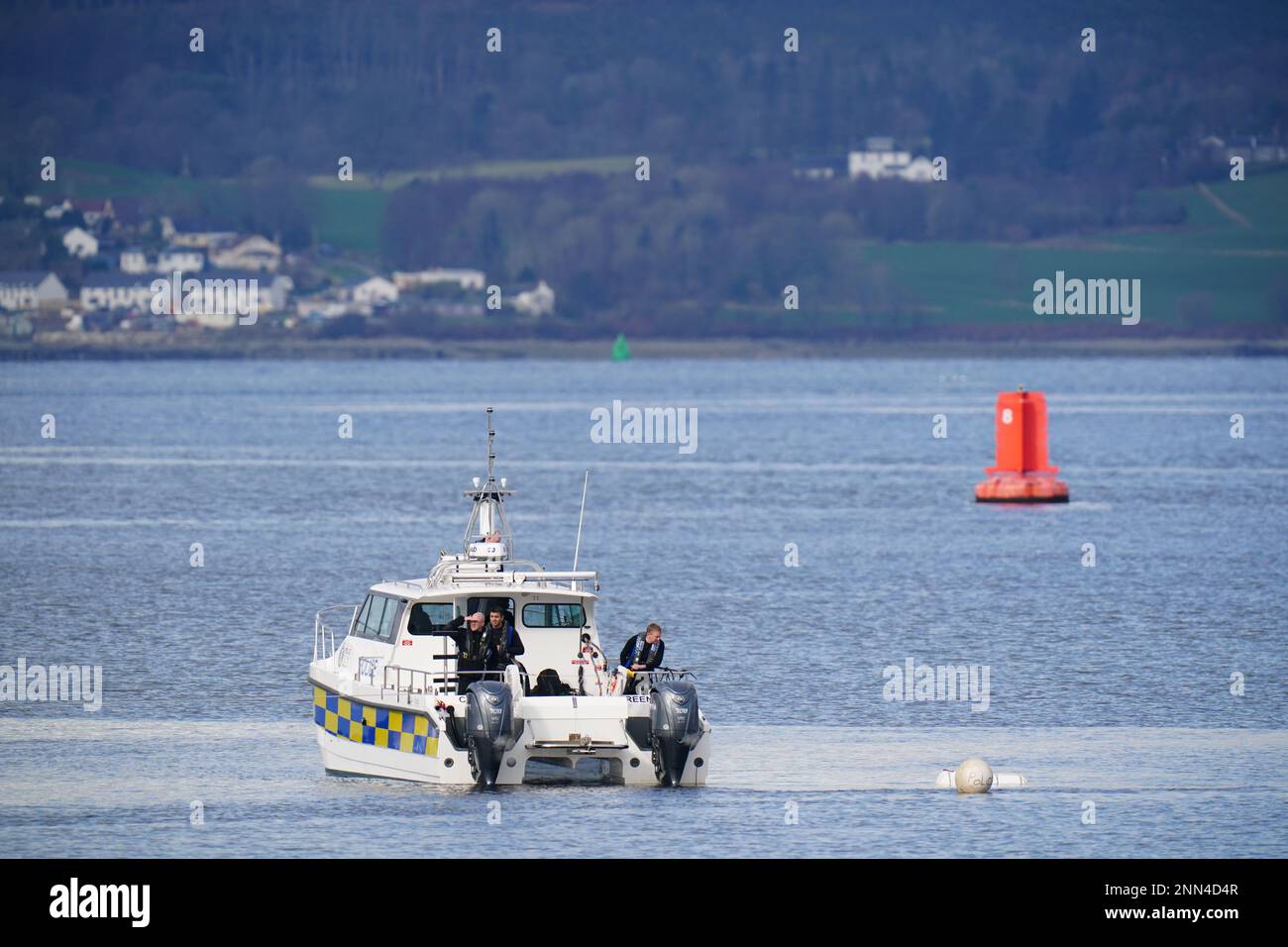 A police boat taking part in the rescue operation in the Firth of Clyde