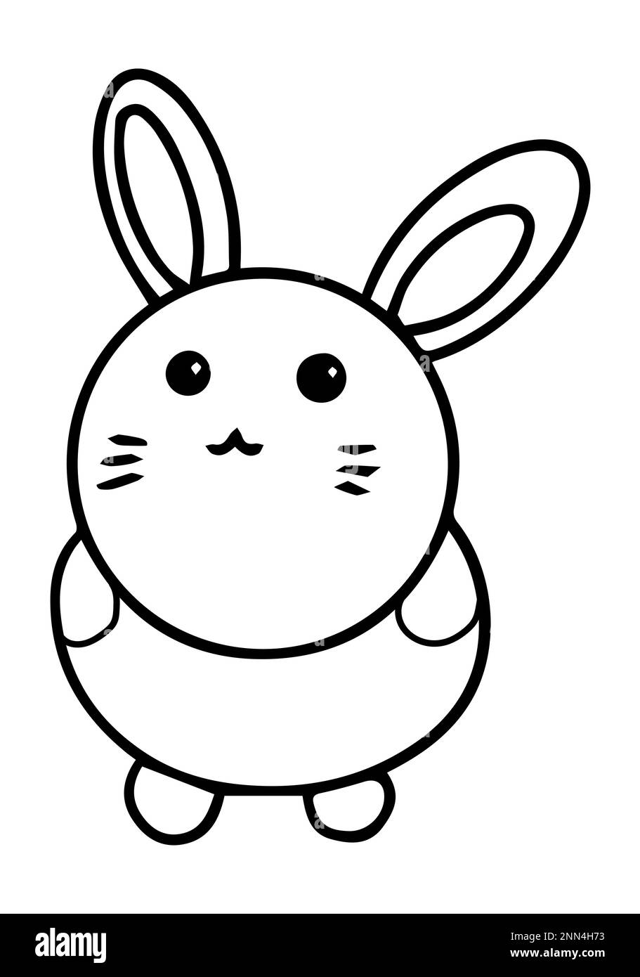 Primitive cute easter element set with bunny and eggs outlines, flat vector illustration Stock Vector